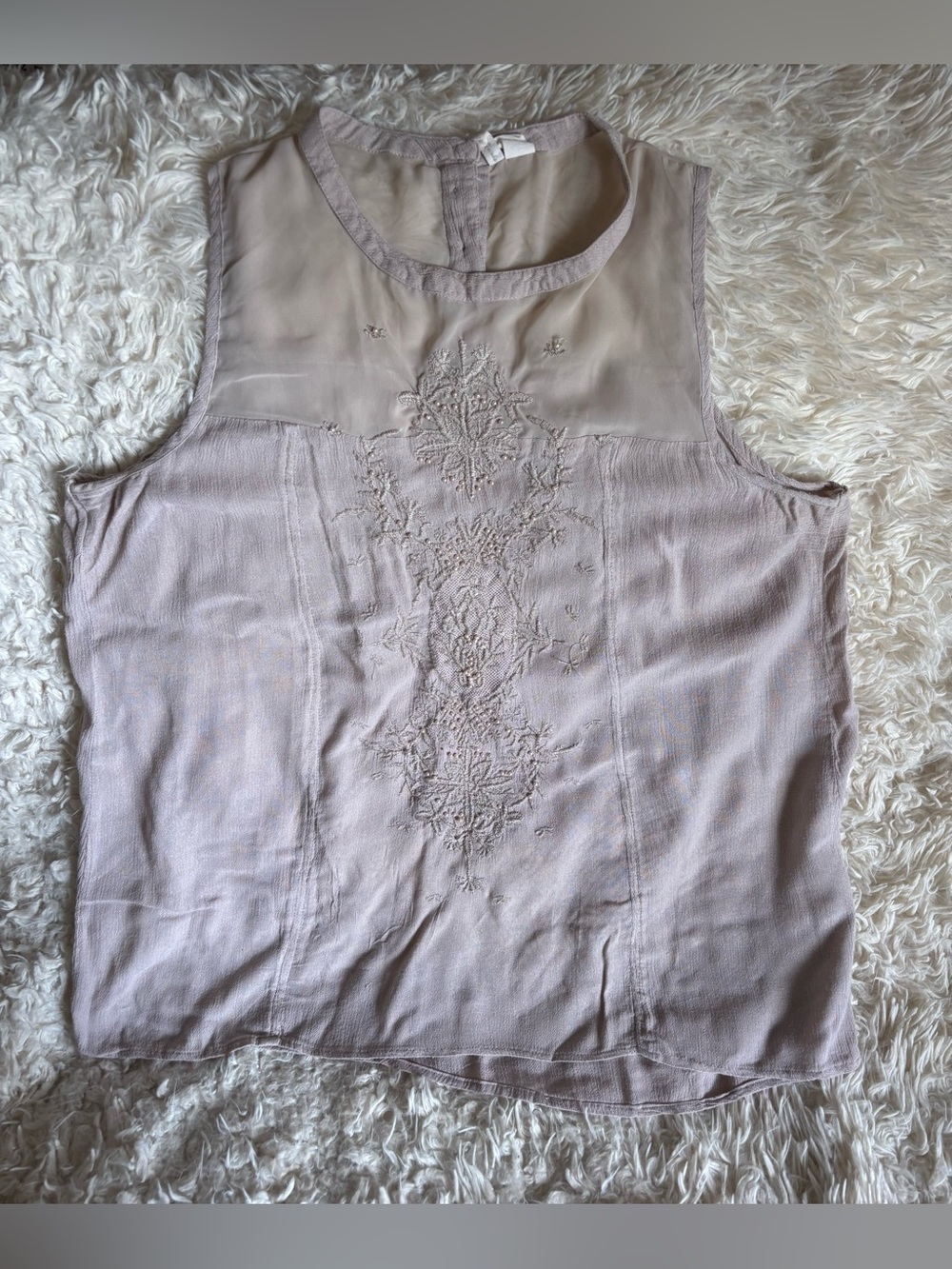 Japna Mauve Sleeveless Embroidered Beaded Camisole Top Women’s Large